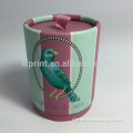 Colorful Paper Printed Cylinder Gift Round Box with ribbon on lid